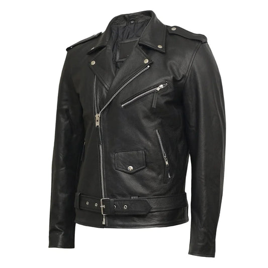 Brando Mens Genuine Leather Jacket Cowhide