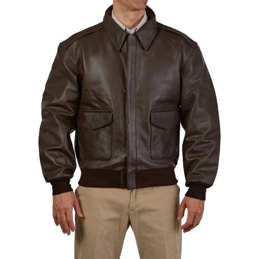 A2 Distressed Aviator Cockpit Brown Real Bomber Leather Jacket