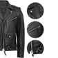 Mens Genuine Leather Biker Jacket Cowhide