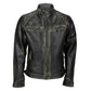 Mens Distressed Real Lambskin Black Leather Jacket