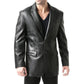 Men's Black Two Button Real Leather Blazer Jacket