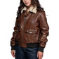 Women’s Shearling Brown USAAF Leather Aviator Jacket