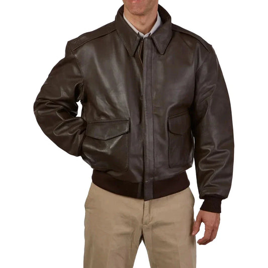 A2 Distressed Aviator Cockpit Brown Real Bomber Leather Jacket