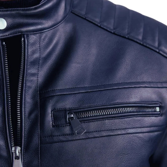 Mens Genuine Lambskin Café Racer Leather Jacket