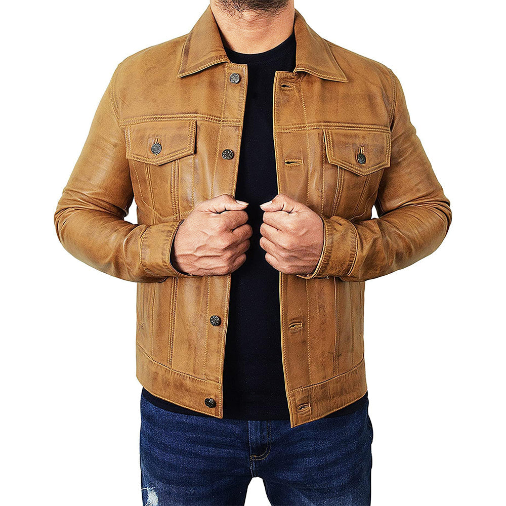 Men's Camel Brown Trucker  Jacket