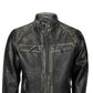 Mens Distressed Real Lambskin Black Biker Jacket