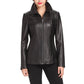 Womens Three Quarter Black Leather Long Coat