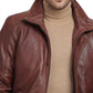 Men's Real Lambskin Leather Brown Car Coat