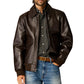 Men's Aviator A2 Vintage Brown Leather Bomber Jacket - Front View