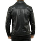 Mens Four Pockets Black Leather Trucker Jacket
