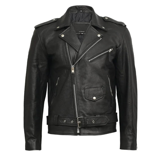 Brando Mens Genuine Leather Biker Jacket Cowhide