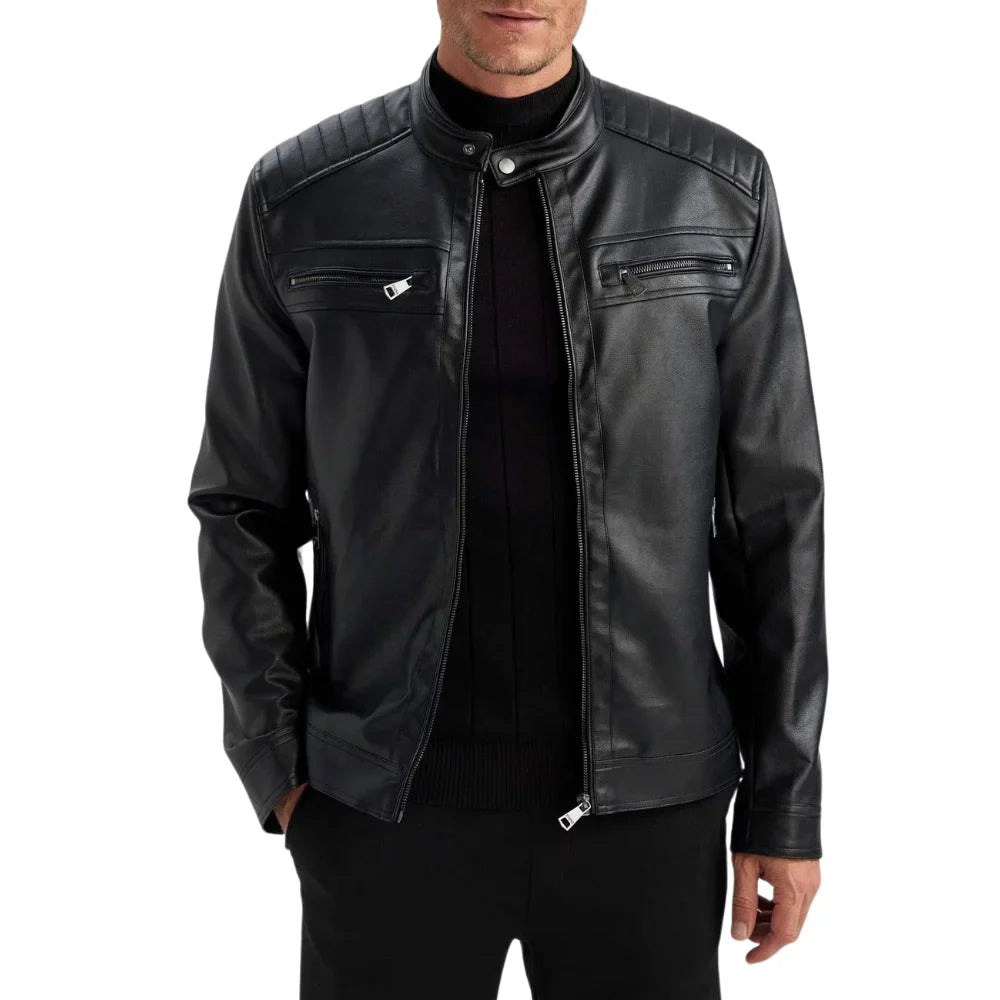 Men's Black Biker Leather Jacket