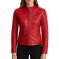 Women's Quilted Real Red Cafe Racer Jacket