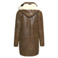 Women's Brown Sheepskin Duffle Coat With Hood