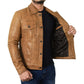 Men's Camel Brown Trucker Leather Jacket