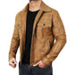 Men's Camel Brown Trucker Leather Jacket