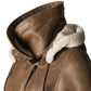 Women's Brown Sheepskin Duffle Coat With Hood